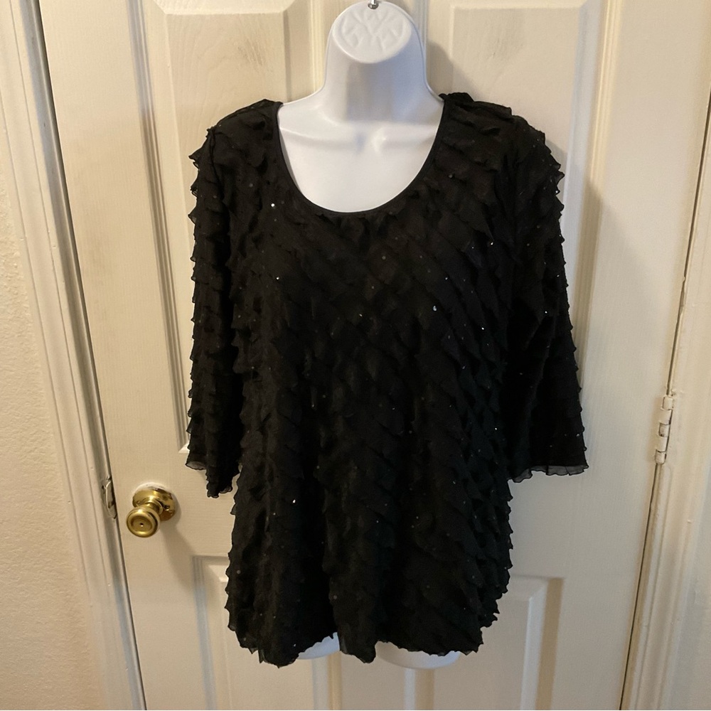 Notations Black Ruffled Blouse - image 1